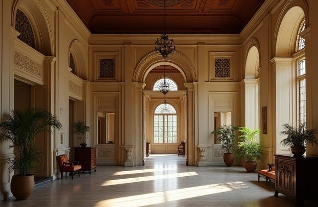 Elegant colonial-era building interior location