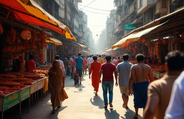 Bustling Mumbai street scene location