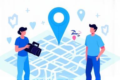 Image representing location scouting with a camera and city map