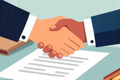Image representing a handshake over a contract