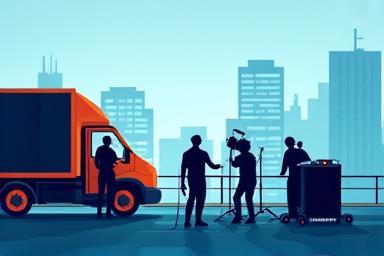 Image representing a film crew setting up on location